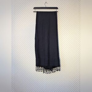 🖤 Pashmina Silk Elegant Blak Scarf with 3" Fringe